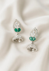 Designer Emerald Green Drop Earring with CZ Diamonds | Wedding & Festive Jewellery for Women