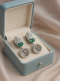 Designer Emerald Green Drop Earring with CZ Diamonds | Wedding & Festive Jewellery for Women