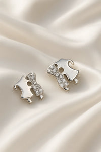 Romantic Kissing Couple Earring | Sparkling CZ Couple Studs | Minimalist Silver Love Jewelry