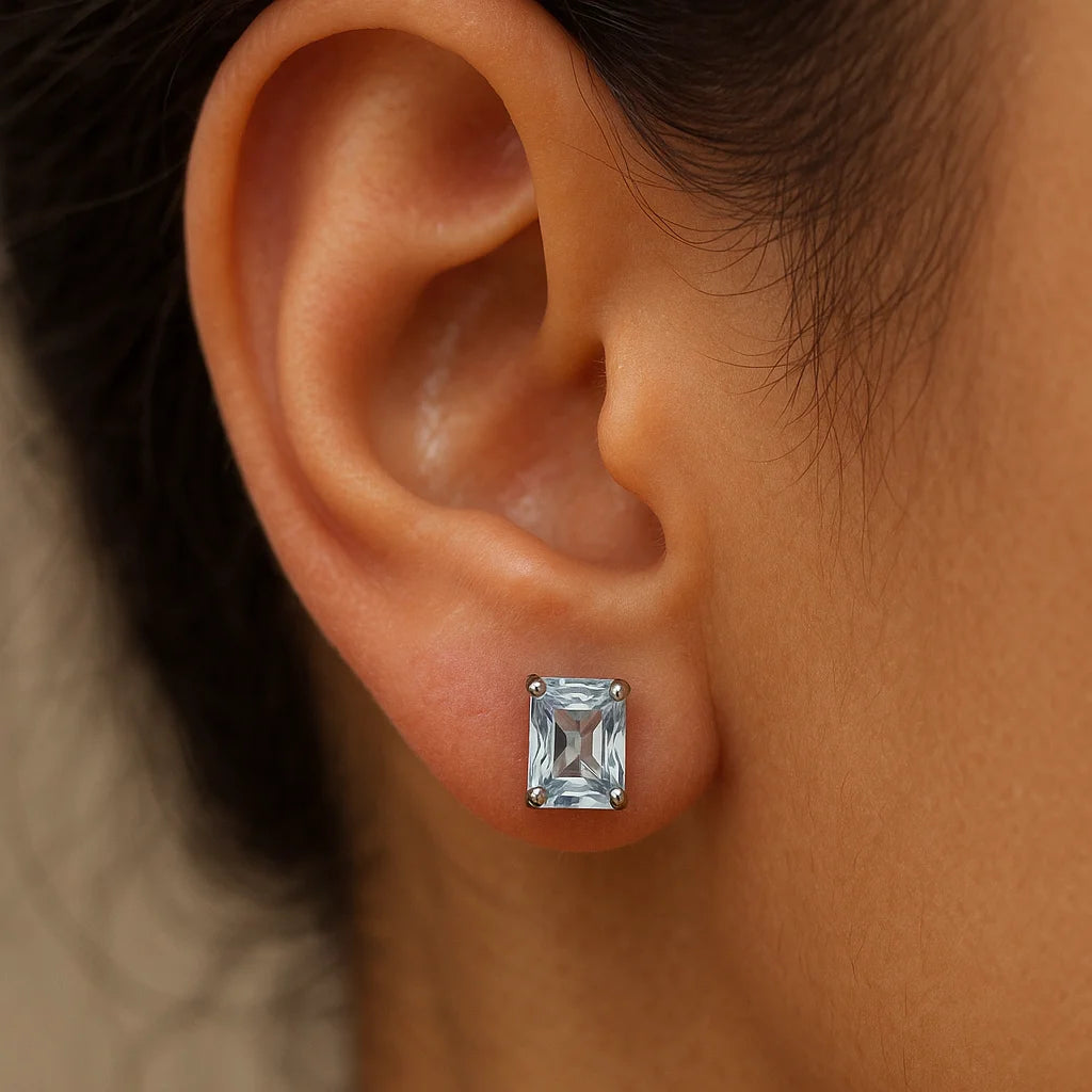 Pure 925 Silver white Zercon studs- Earring for Women