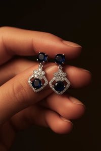 Premium Blue Stone & Zercon Drop Earring for Women | Festive & Bridal Collection