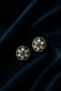 Antique Style Emerald  Earring | Floral Pure 925 Silver Studs for Women