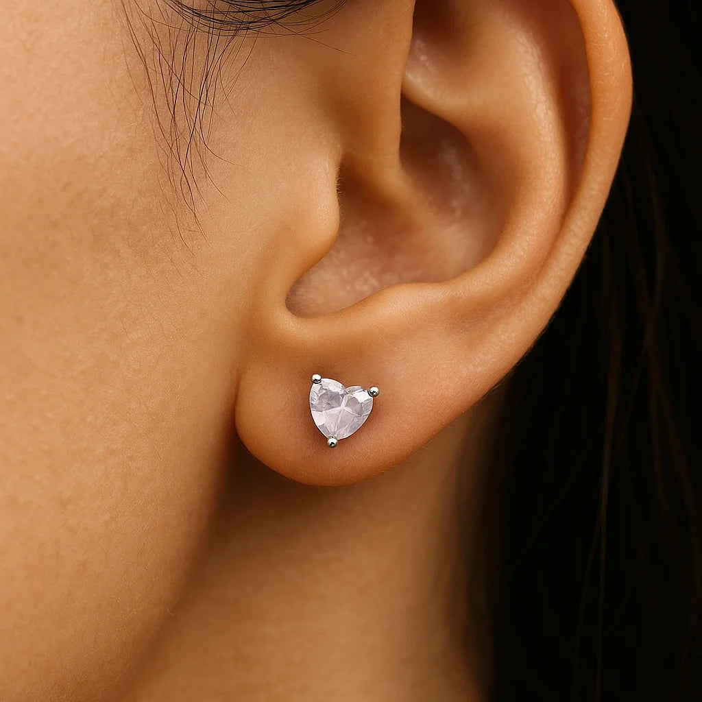 Heart-Shaped Diamond-Look Stud For Women