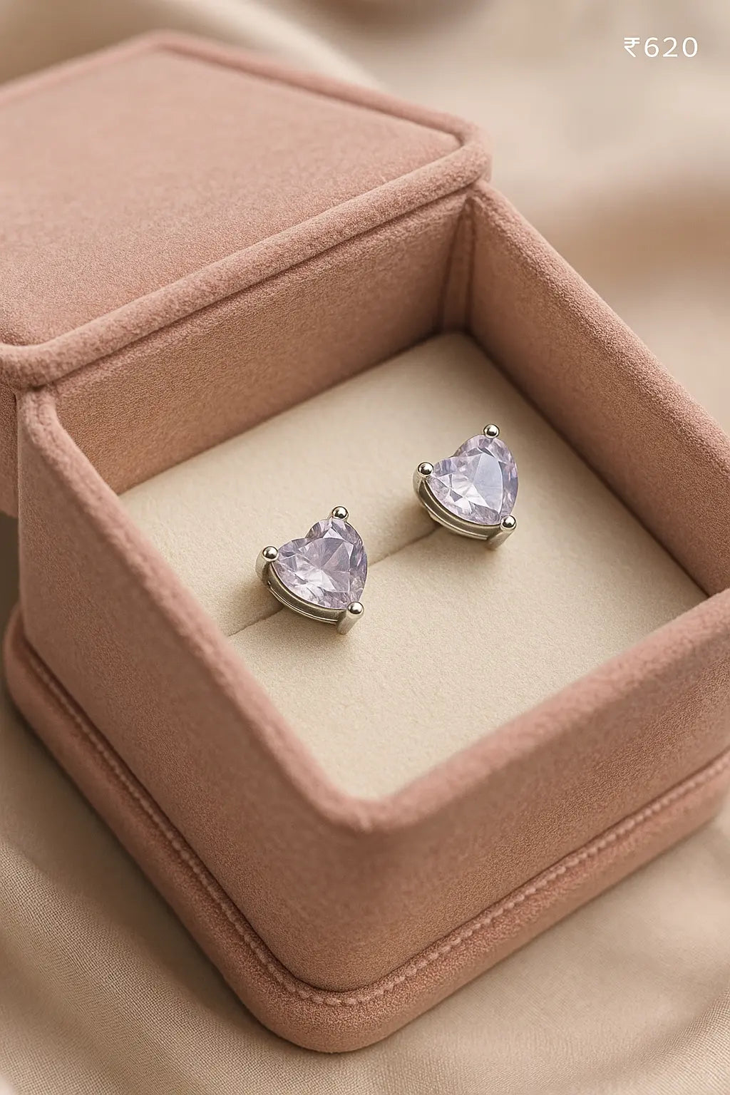 Heart-Shaped Diamond-Look Stud For Women