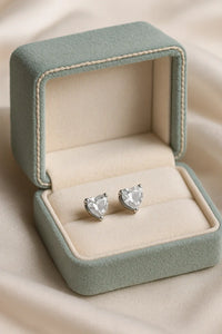 Sterling Silver Heart Cut Studs Minimalist Earring for Women Daily Wear Gift Jewelry