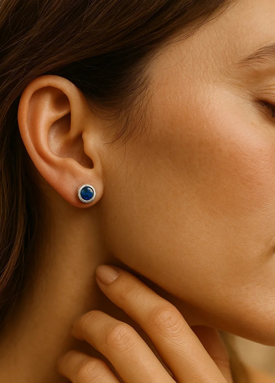 Elegant 925 Silver Stud Earring with Deep Blue Sapphire-Inspired Gemstone For Women