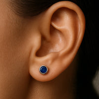 Elegant 925 Silver Stud Earring with Deep Blue Sapphire-Inspired Gemstone For Women