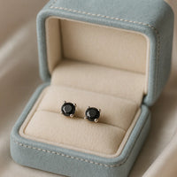 Classic Black Stone 925 Silver Stud | Daily Wear Minimal Earring For Women