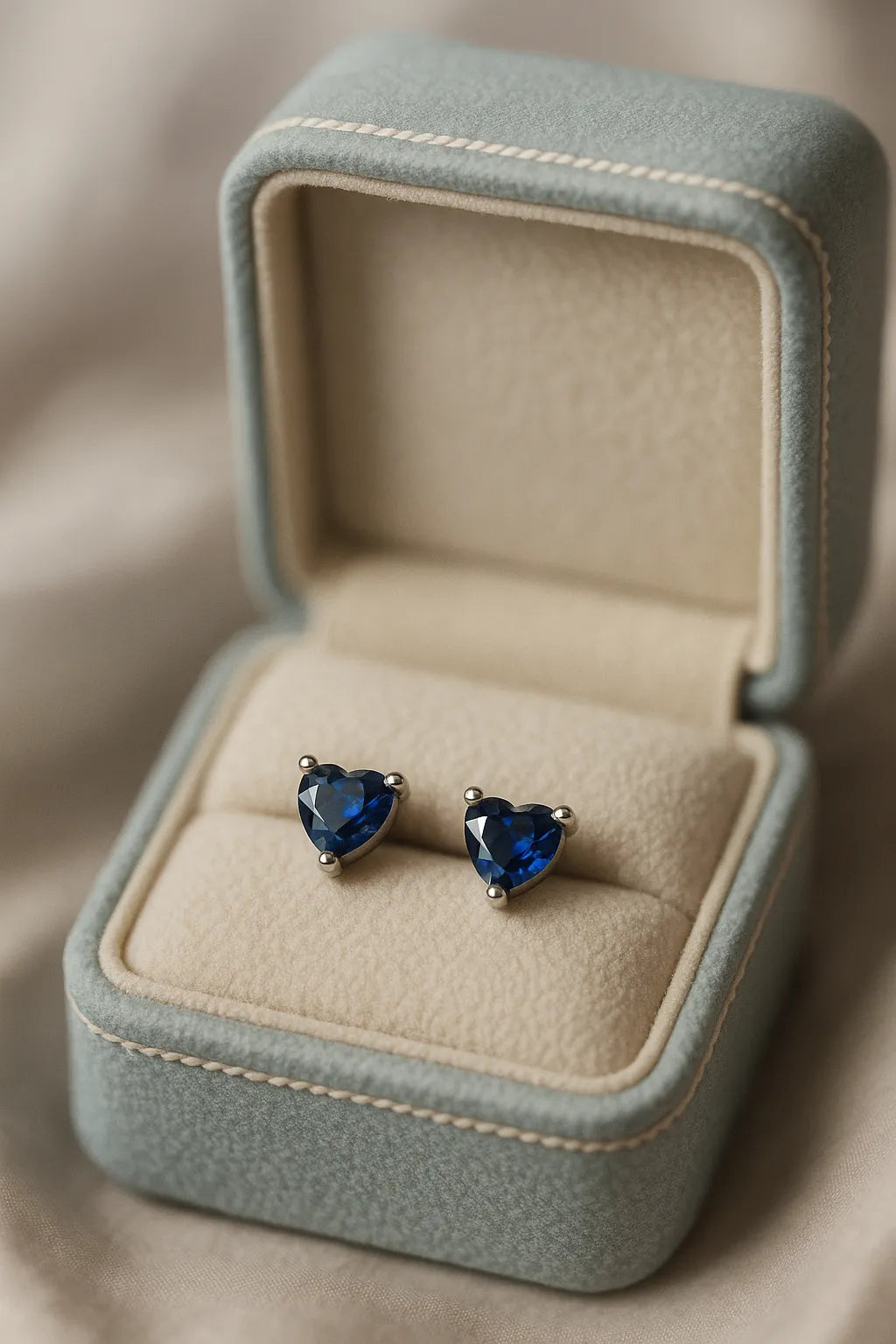Heart-Shaped Sapphire Earring for Women | Silver Studs | Romantic Gift Jewellery