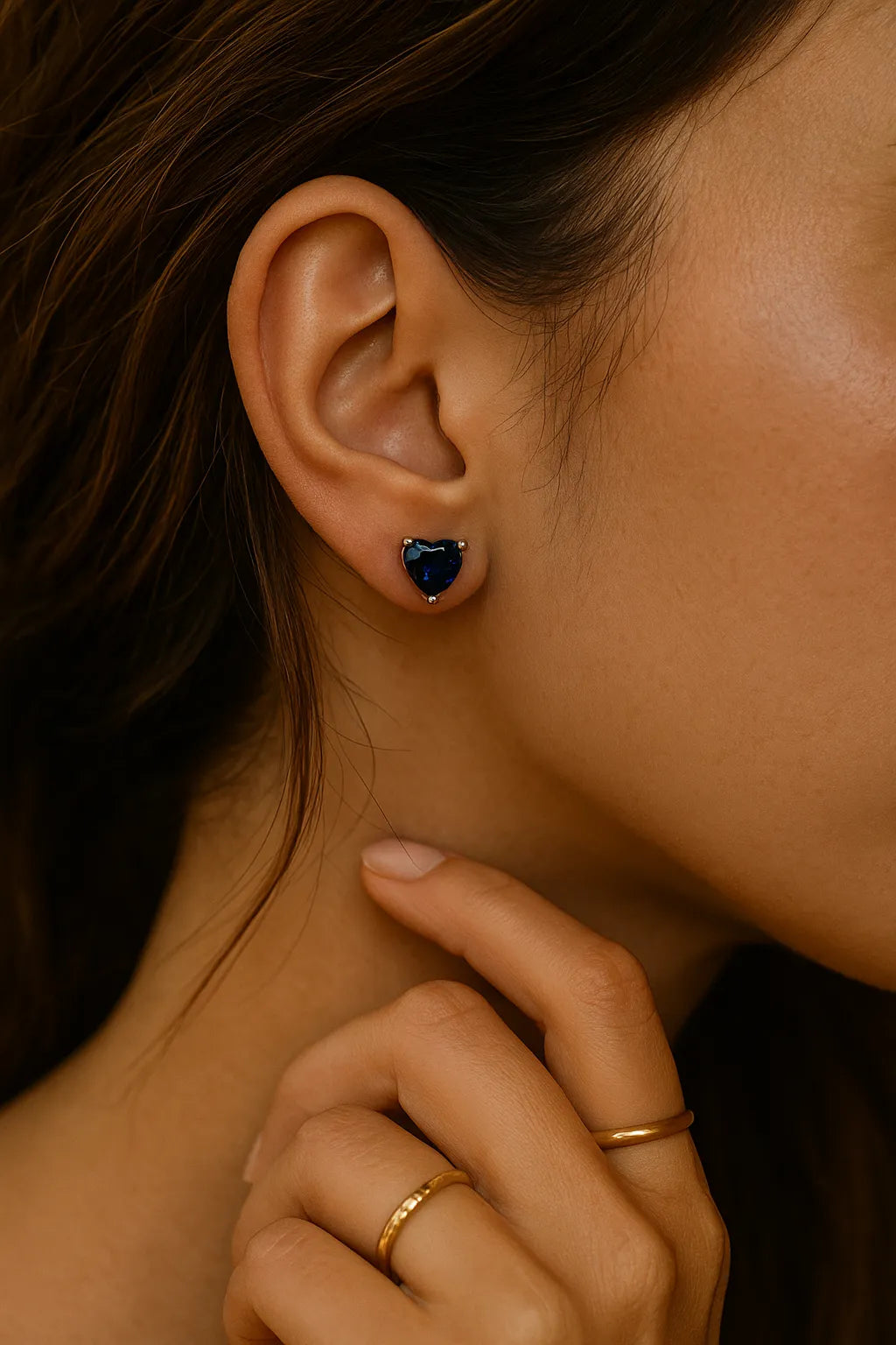 Heart-Shaped Sapphire Earring for Women | Silver Studs | Romantic Gift Jewellery