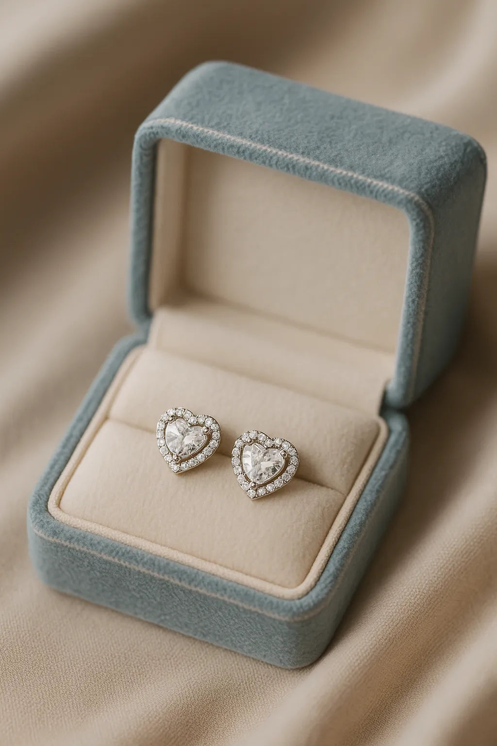 Silver Heart Zircon Stud Earring – Minimalist Daily Wear Jewellery - Pure Silver Romantic Gift For Women