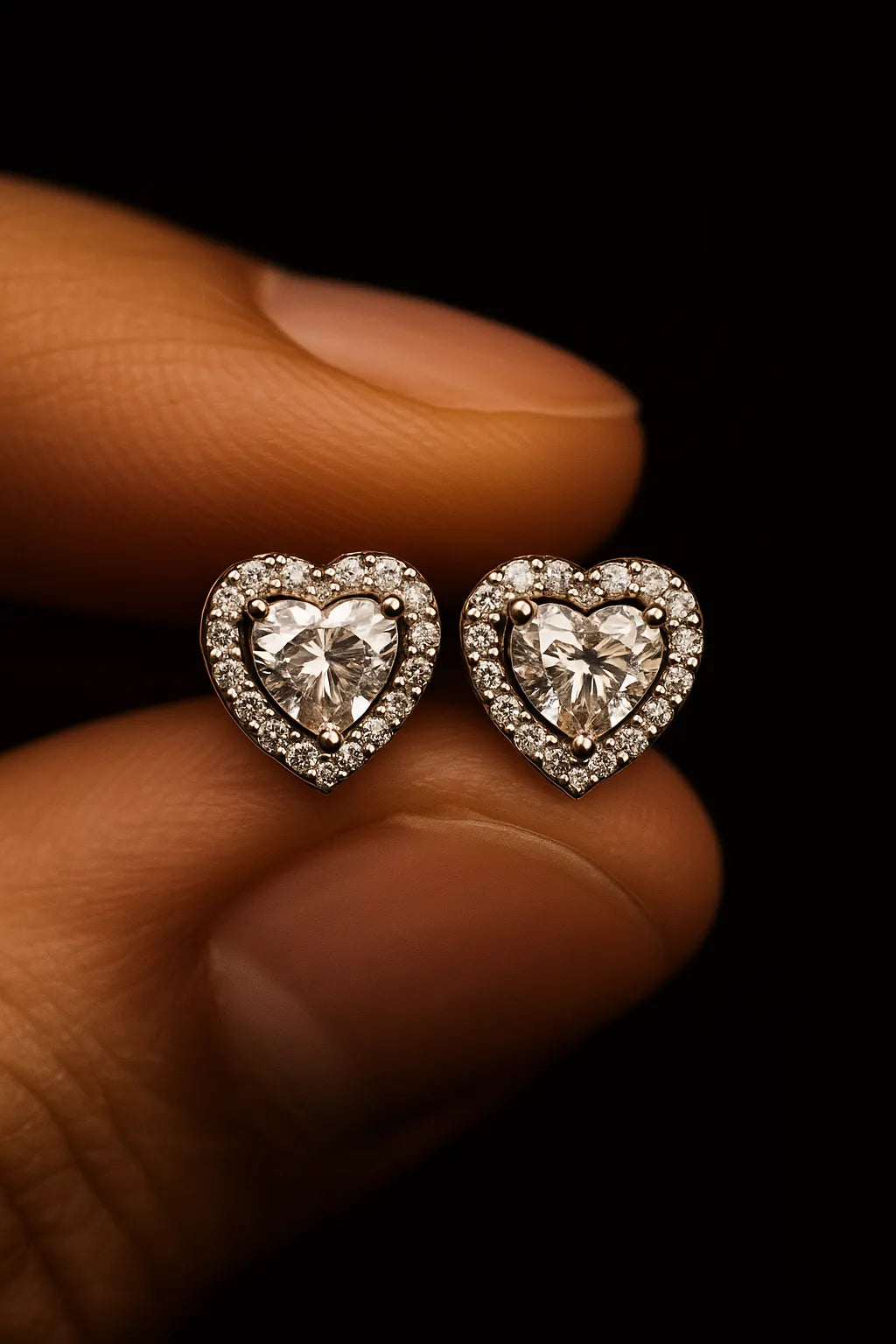 Silver Heart Zircon Stud Earring – Minimalist Daily Wear Jewellery - Pure Silver Romantic Gift For Women