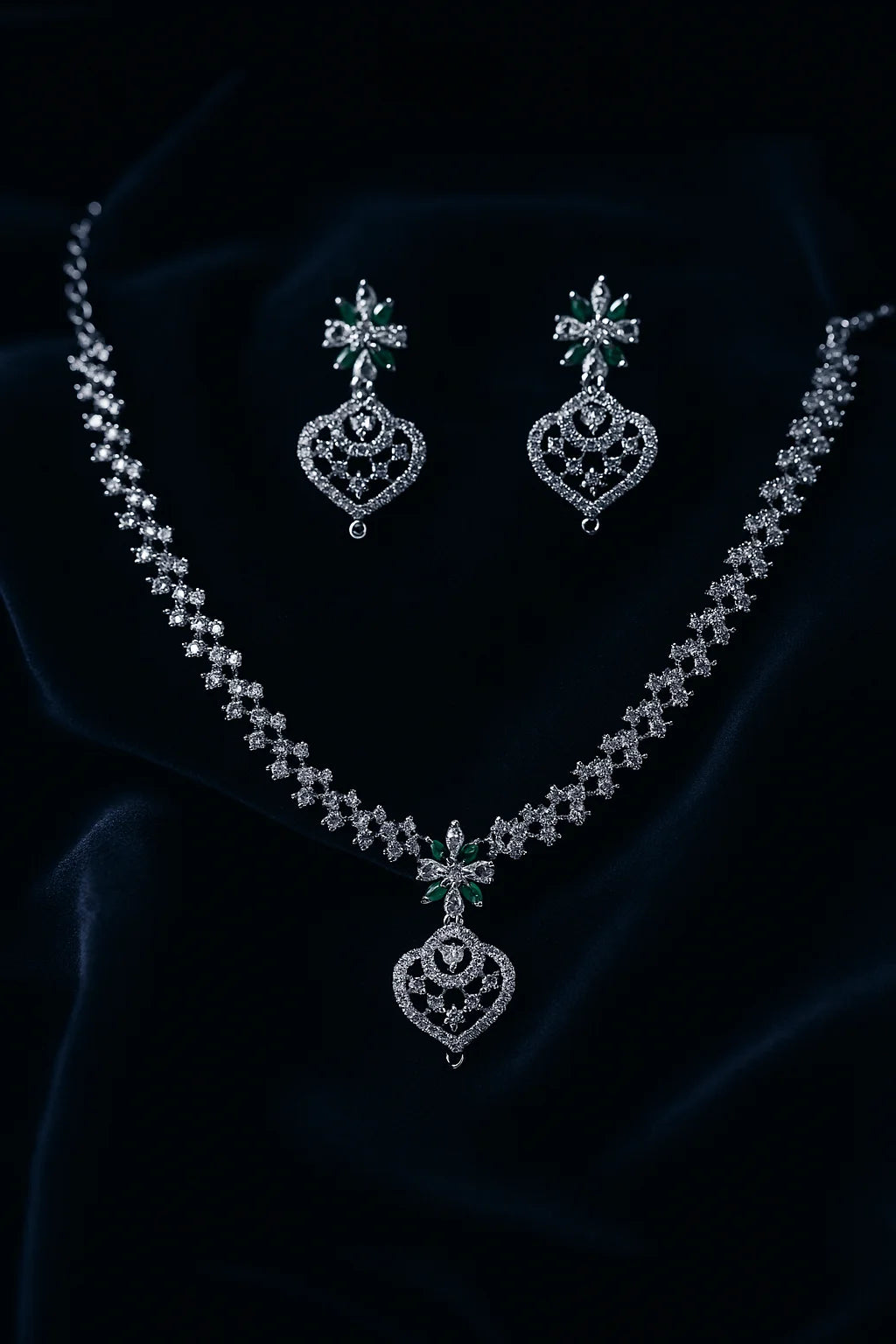 Silver Necklace Set for Women with Sparkling Stones– Bridal & Party Wear Jewelry