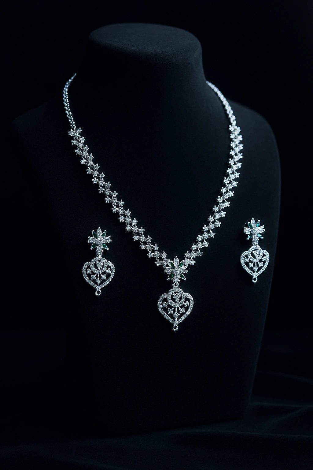 Silver Necklace Set for Women with Sparkling Stones– Bridal & Party Wear Jewelry