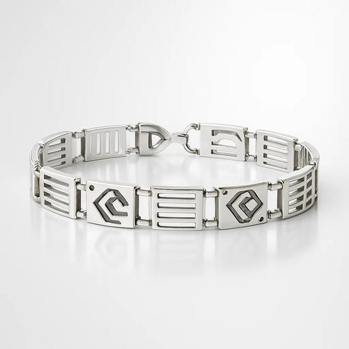 925 Sterling Silver Geometric Cuff Bracelet for Men – Handcrafted Minimal Luxury