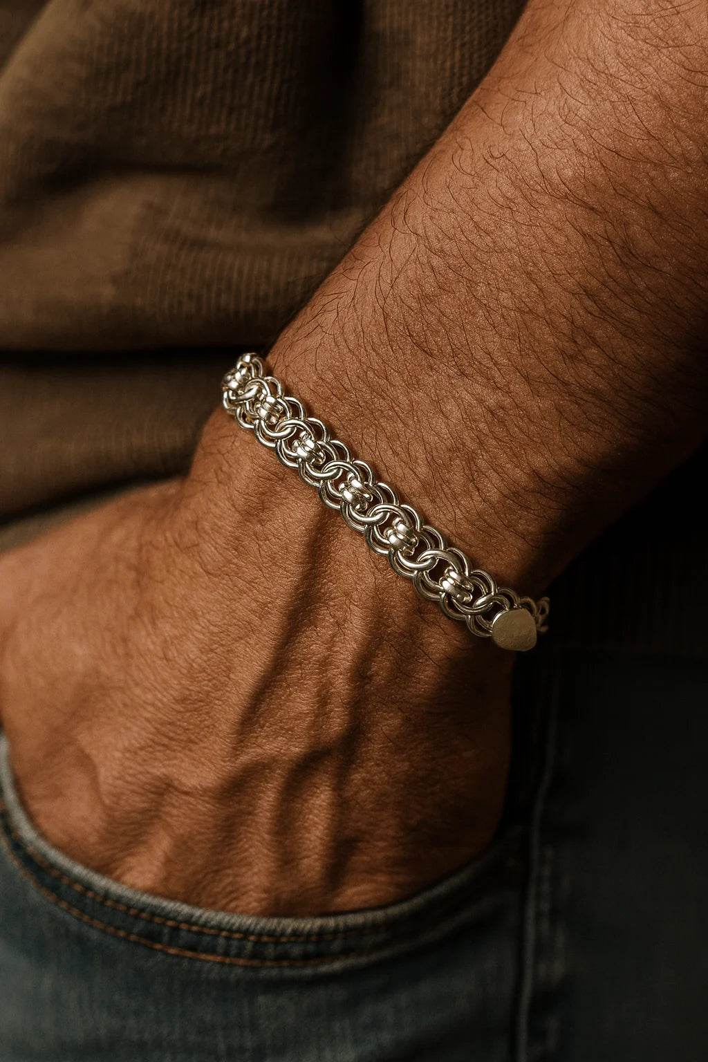 Titan Weave Silver Bracelet – The Bold Armour of Modern Masculin