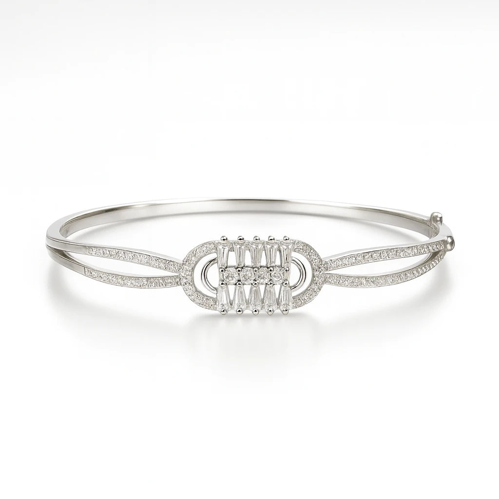 Pure 925 Silver Baguette & – Elegant Statement Bracelet for Women