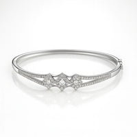 Pure 925 Silver Tri-Diamond Styled Solitaire Bracelet – Elegant Sparkling Design for Women