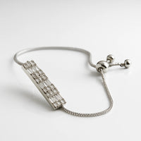 Pure 925 Silver Baguette & Solitaire Adjustable Bracelet – Luxury Sparkling Bar Design
