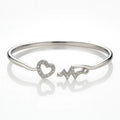 Pure 925 Silver Heartbeat Bracelet – Elegant Heart & Pulse Design for Everyday Sparkle