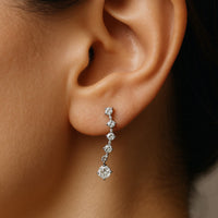 Pure 925 Silver Cascade Earring – Zircon Solitare Droplet Design for Effortless Sparkle