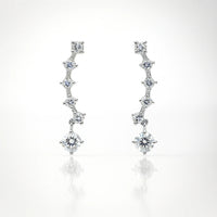 Pure 925 Silver Cascade Earring – Zircon Solitare Droplet Design for Effortless Sparkle