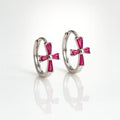 Ruby Bloom Hoop Earring — 925 Pure Silver Hoops with Pink Radiance