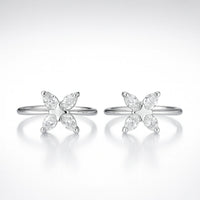 Crystal Petal Mini Hoop Earring — 925 Hallmarked Pure Silver Hoops with Floral Sparkle