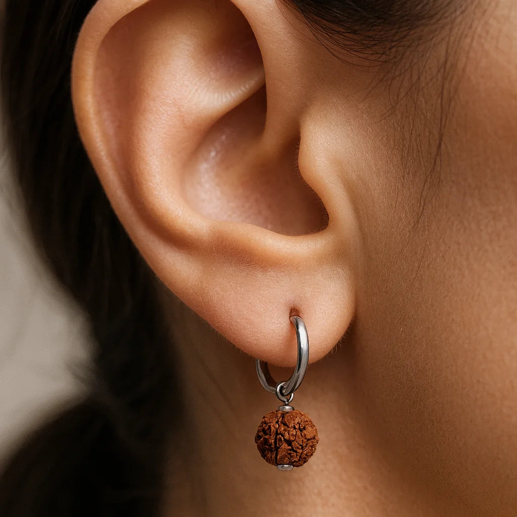 Rudraksh Blessing– Sacred Energy in a Modern Earring 100% Genuine Rudraksh