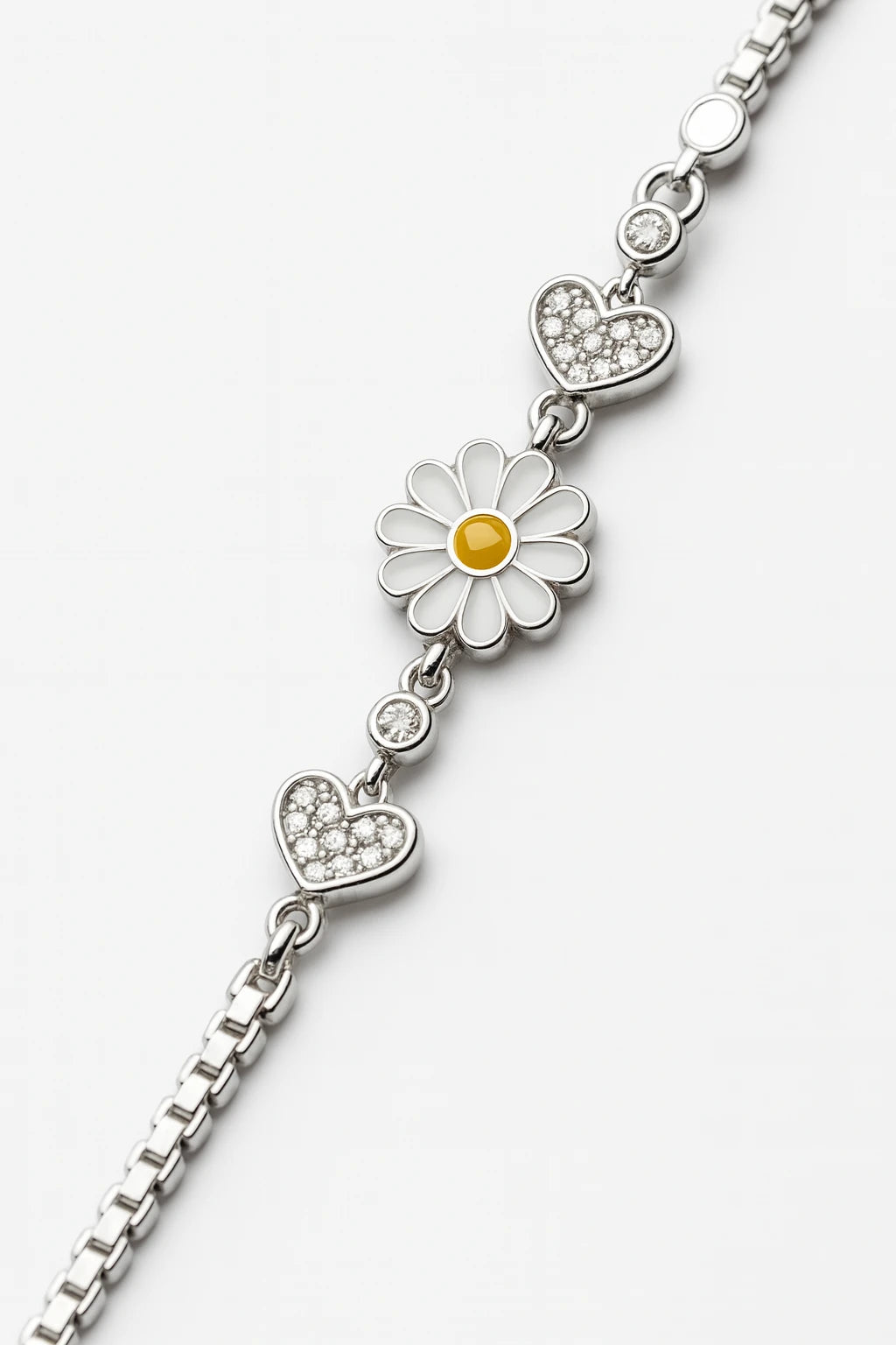 Blooming Hearts 925 Pure Silver Bracelet – A Dainty Symphony of Love & Light