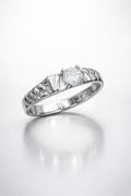 Premium Polished Silver Solitaire Rings – Elegant Textured Band with Round Cut Stone | Minimalist Engagement & Everyday Luxury Ring