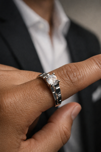 Luxury Silver Engagement Rings with Round Solitaire Stone – Premium Polished Jewelry Style