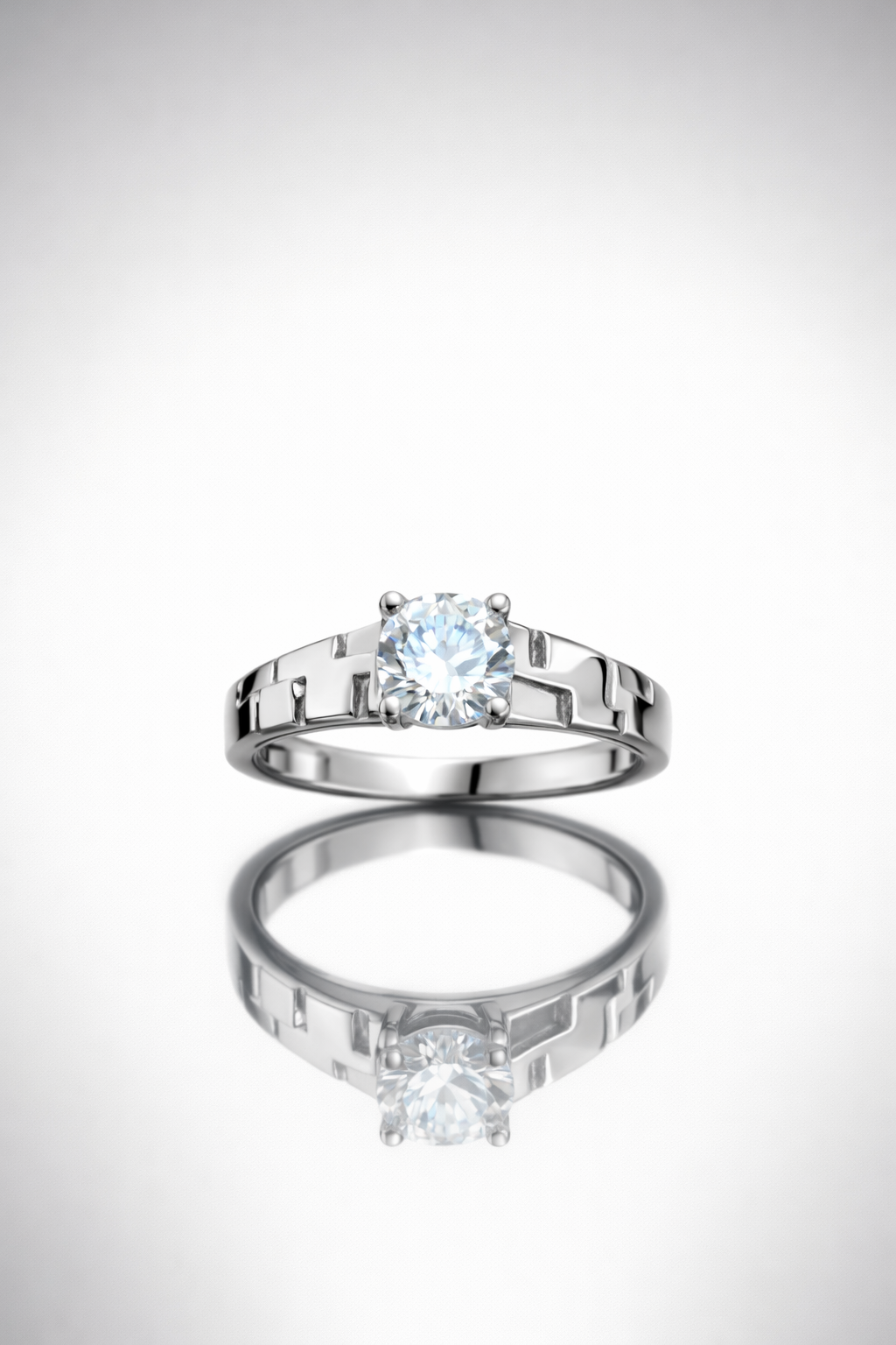 Luxury Silver Engagement Rings with Round Solitaire Stone – Premium Polished Jewelry Style