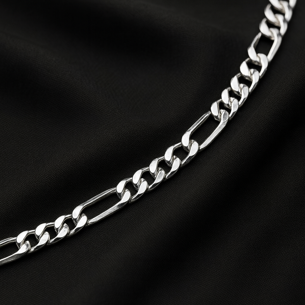 Premium Men’s Silver Figaro Chain – Bold, Polished & Timeless