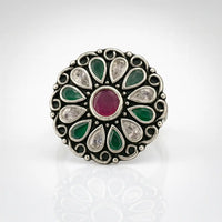 Enchanted Blossom — 925 Oxidised Silver Rings for Timeless Elegance