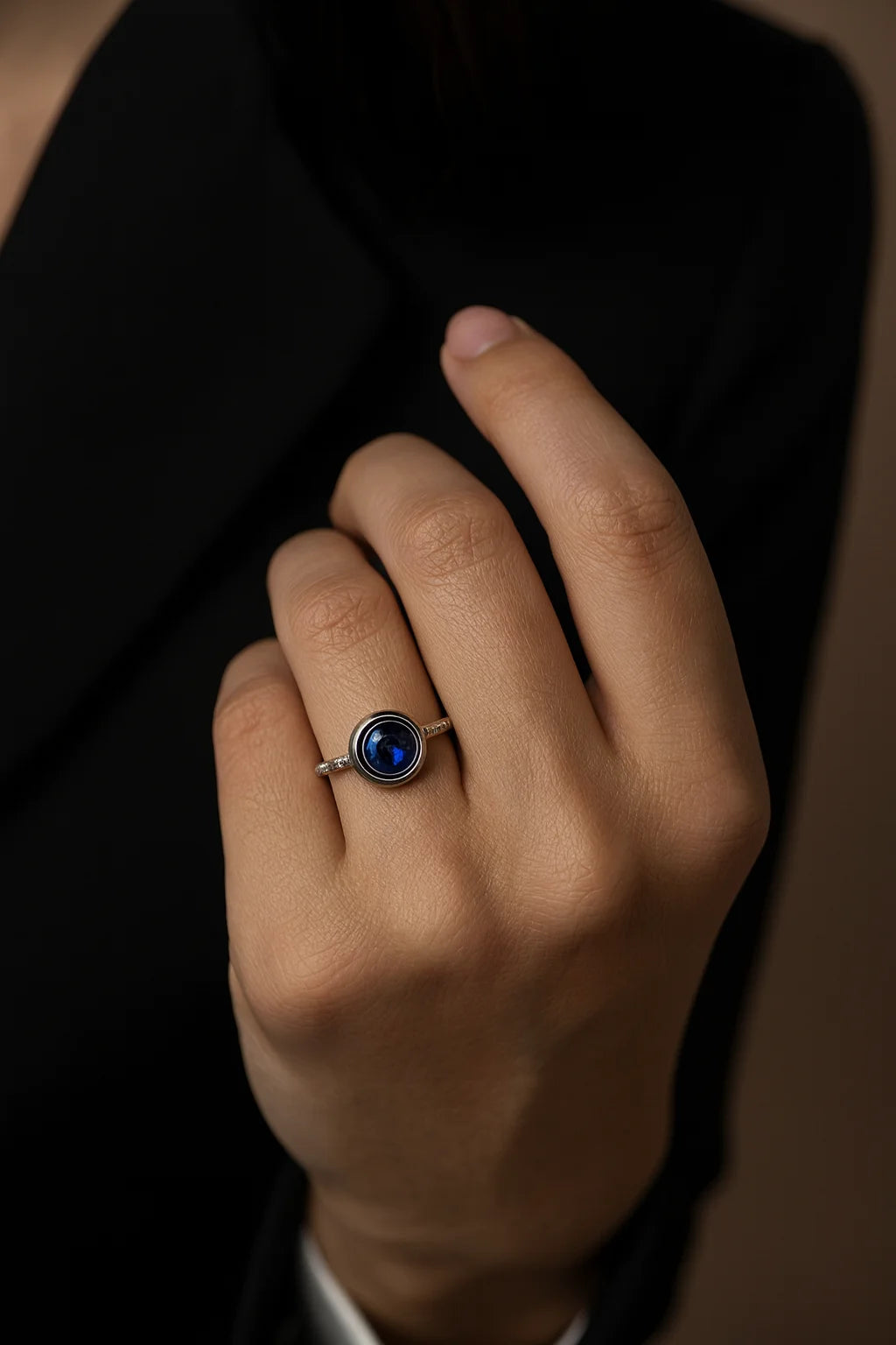 Starlit Tidal Sapphire — 925 Silver Diamond Sapphire Rings for Hearts That Brave the Deep