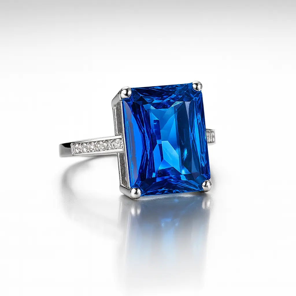 Oceanic Majesty — 925 Silver Blue Topaz Rings for a Tranquil Elegance