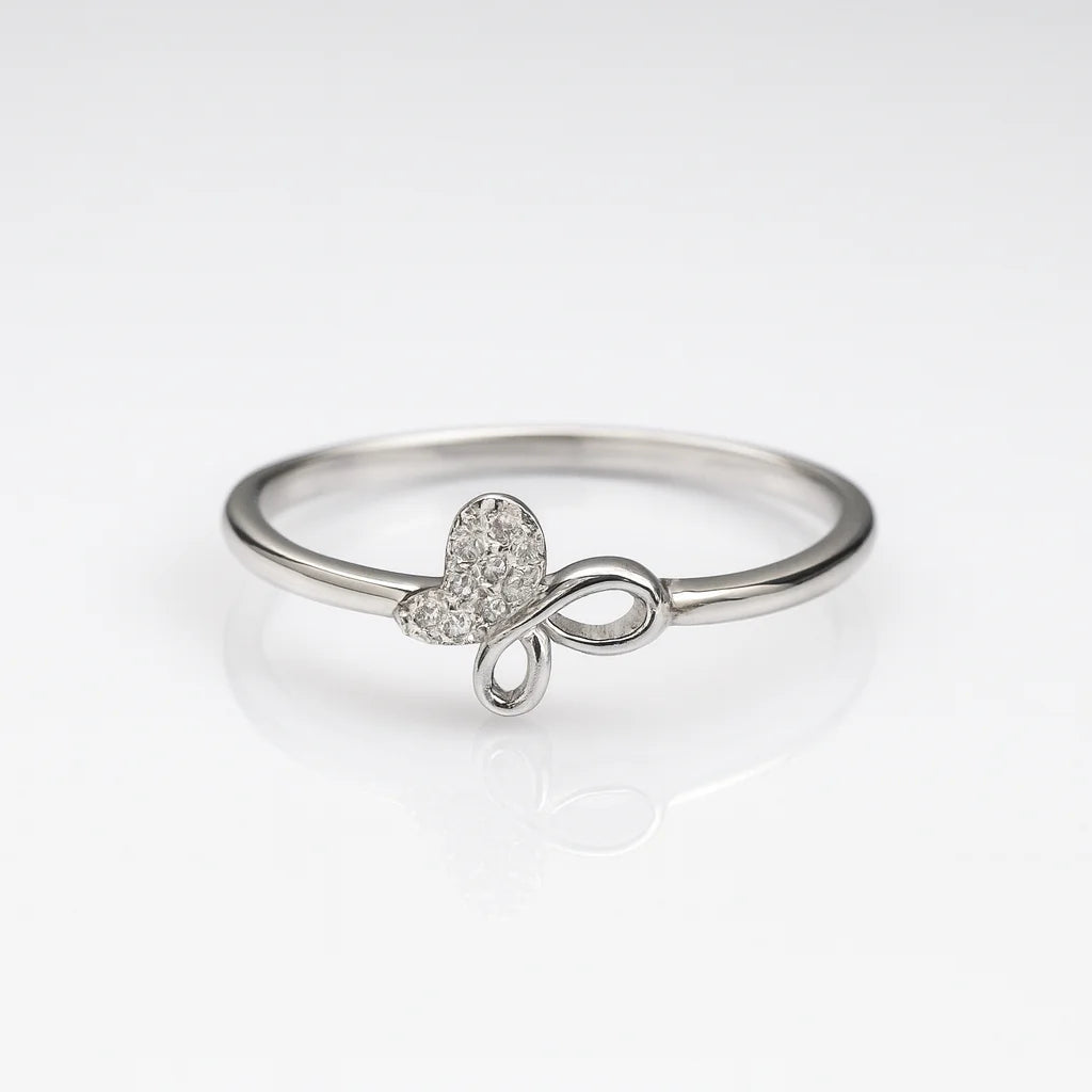 Infinite Heart Whisper — 925 Silver Diamond Infinity Heart Rings for Gentle Vows