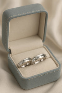 Forever Etched Vowbands — 925 Silver Diamond Couple Rings for Unbroken Promises