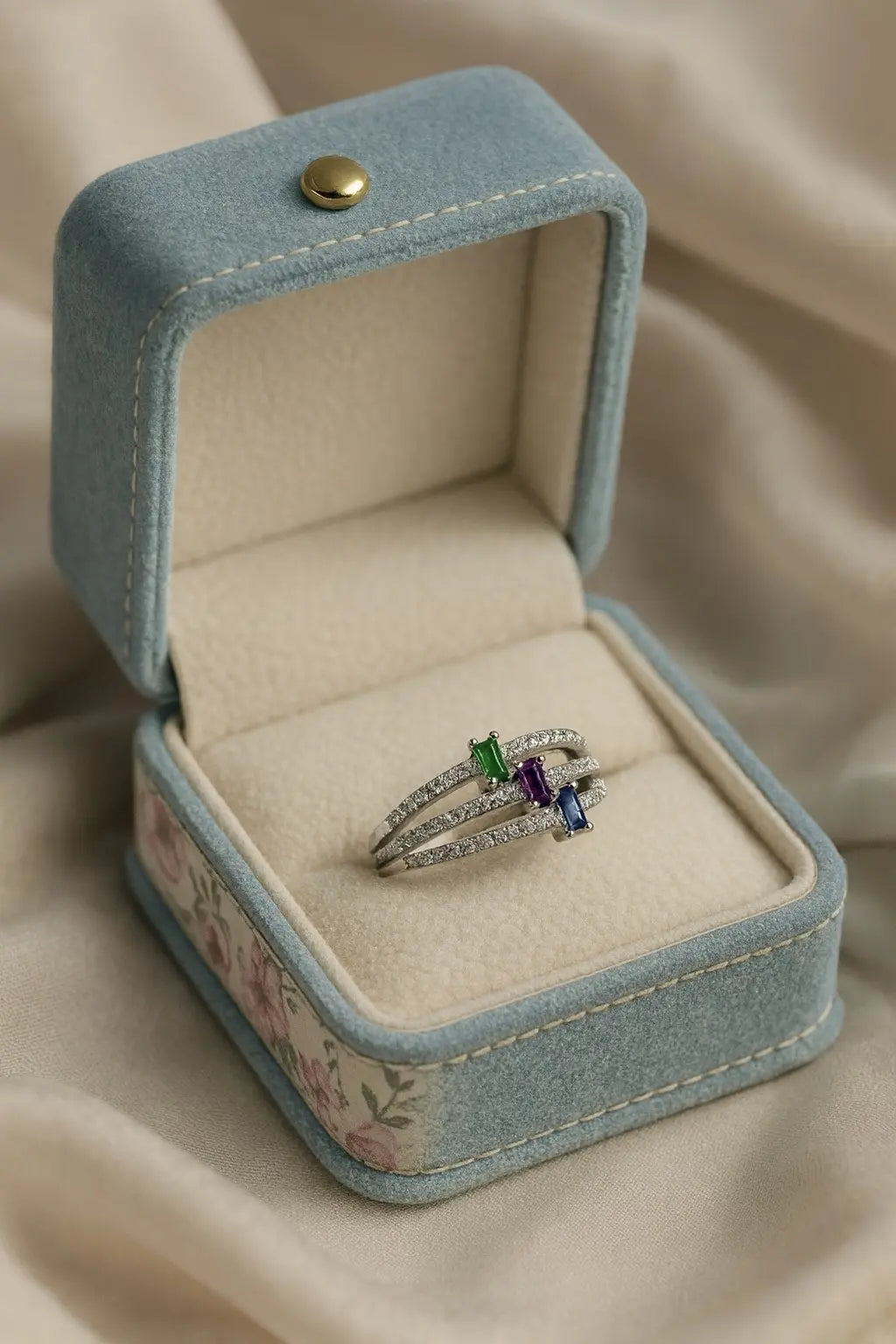 Enchanted Tricolor Symphony — 925 Silver Rings for a Vibrant Love Story