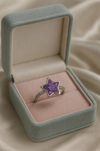 Stardream Amethyst Starburst — 925 Silver Diamond Amethyst Rings for Secret Wishes