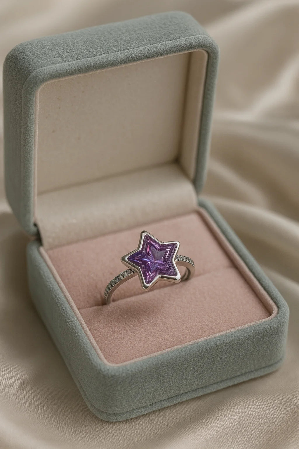 Stardream Amethyst Starburst — 925 Silver Diamond Amethyst Rings for Secret Wishes