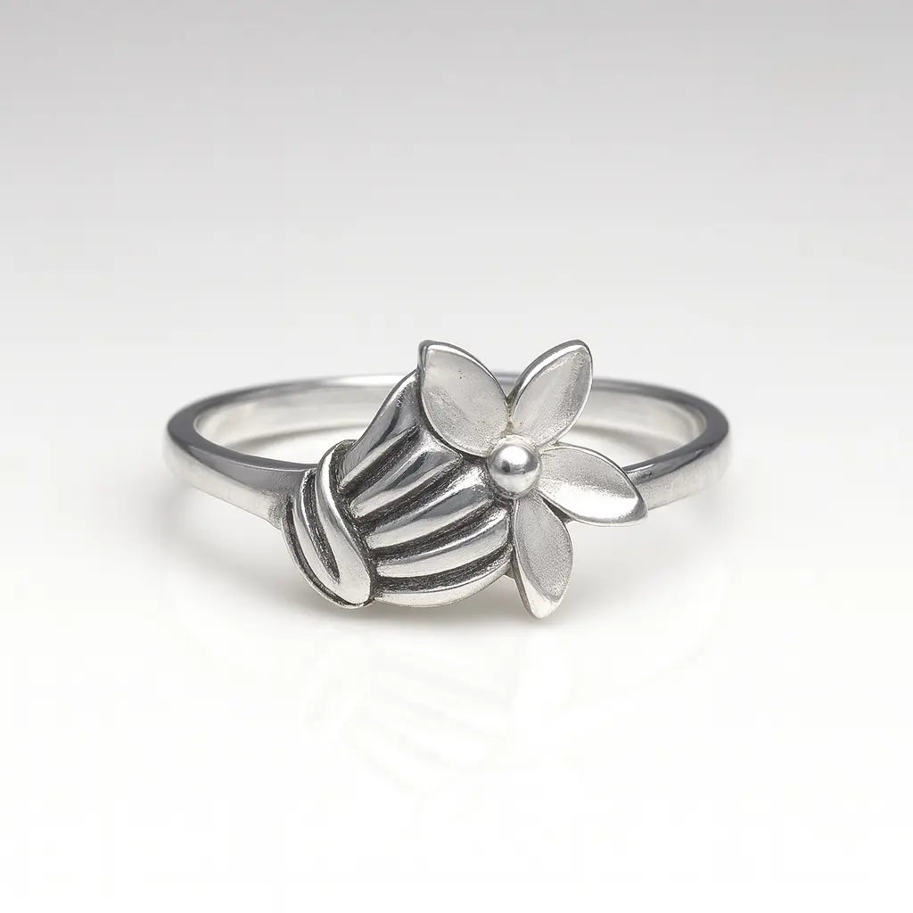 Blossom Symphony — 925 Oxidised Silver Floral Rings for Nature's Muse