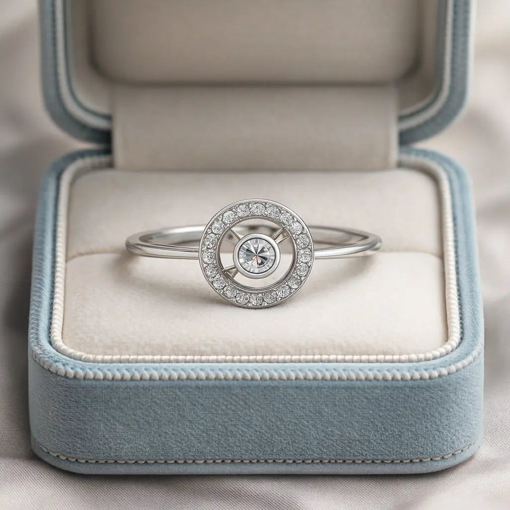 Celestial Halo — 925 Silver Diamond Rings for Infinite Elegance