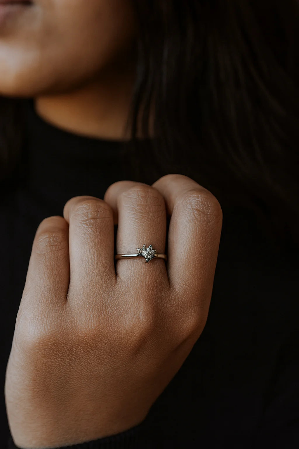 Dawn Petal Serenade — 925 Silver Diamond Rings for Love in Gentle Bloom