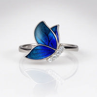 Enchanted Azure Butterfly — 925 Silver Rings for Whimsical Elegance