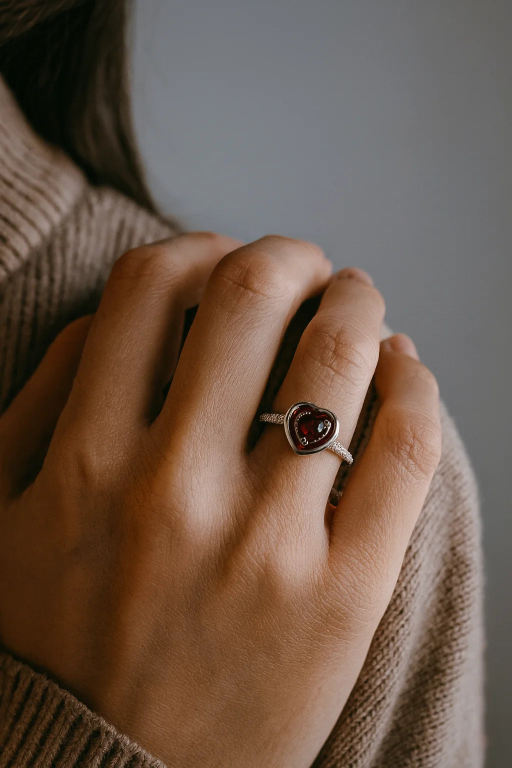 Crimson Heart Echo — 925 Silver Ruby Enamel Diamond Rings for Love That Never Fades