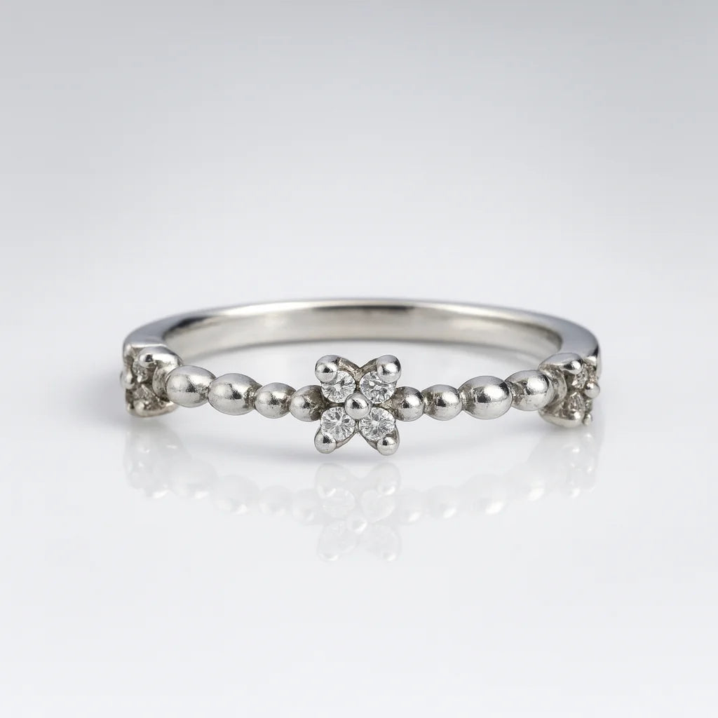 Floral Symphony — 925 Silver Diamond Rings for Nature's Elegance