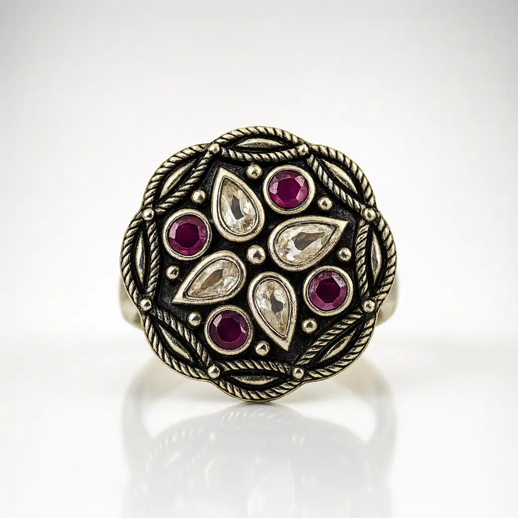 Majestic Ruby Blossom — 925 Silver Rings for Timeless Royalty