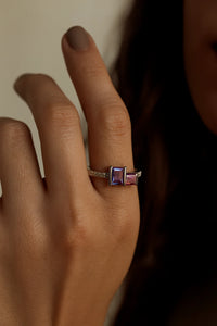 Dual Harmony — 925 Silver Ruby and Sapphire Rings for Eternal Balance
